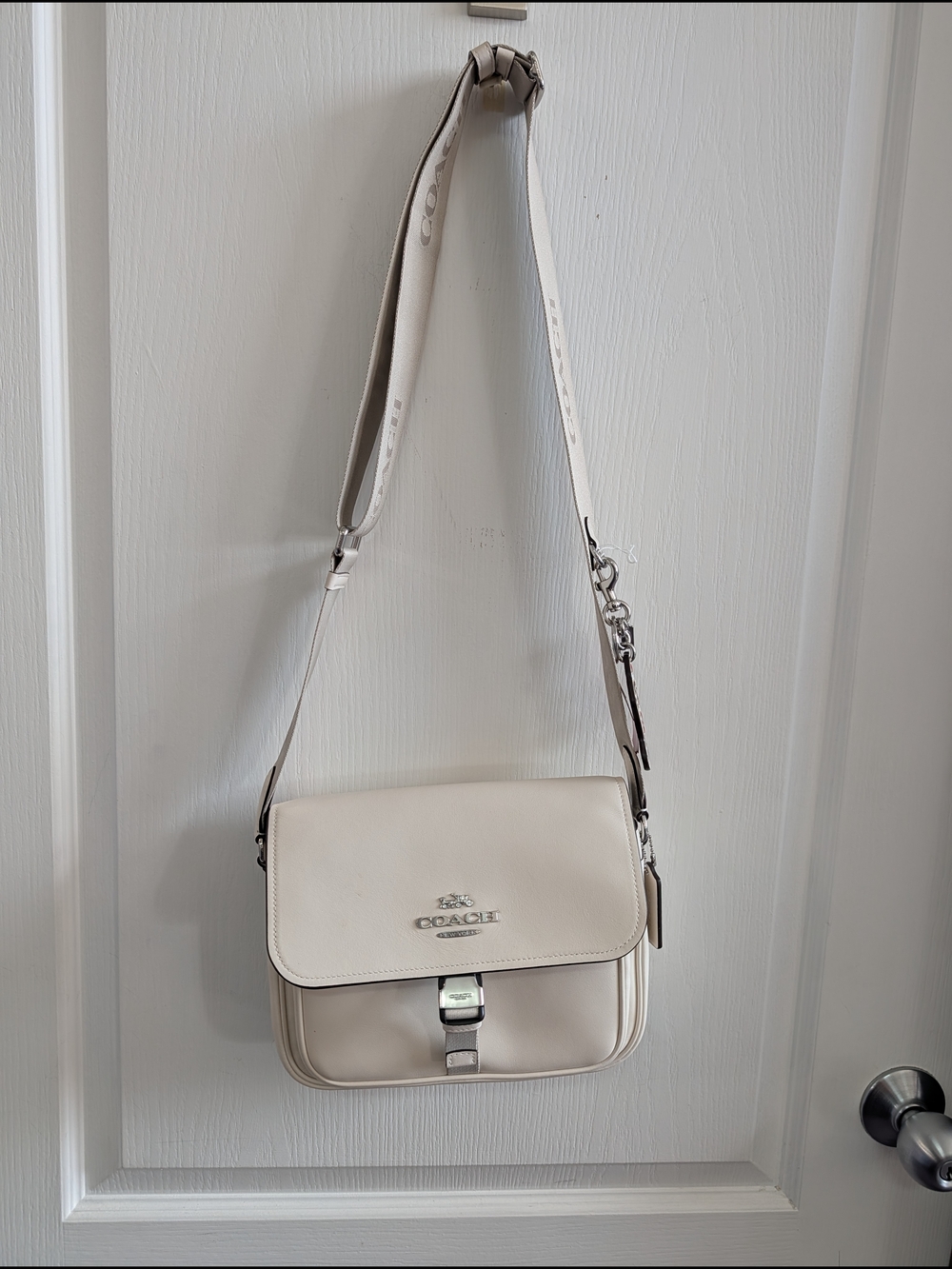 Coach Pebbled Leather Crossbody Bag in Cream